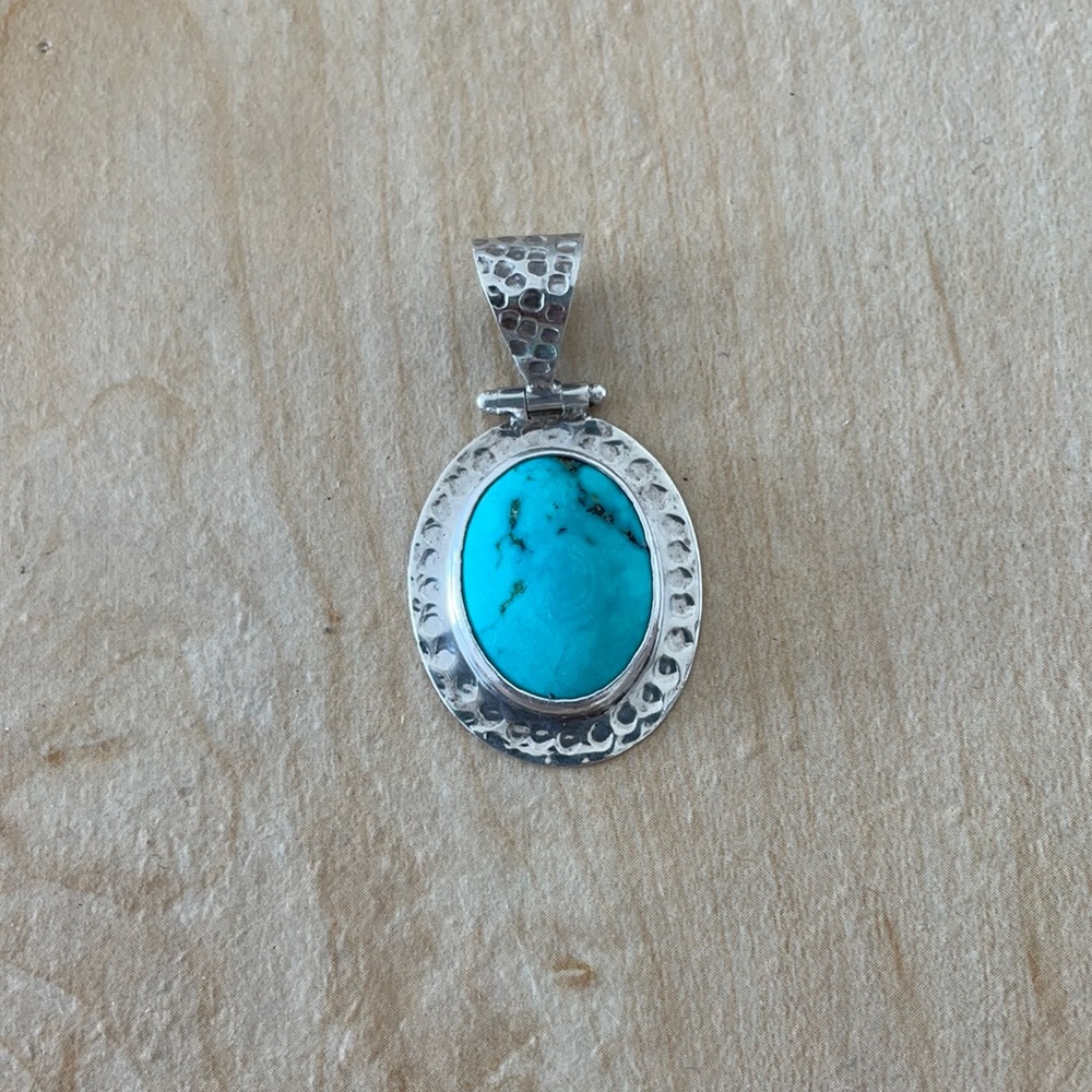 Turquoise and Silver Necklace Pendant